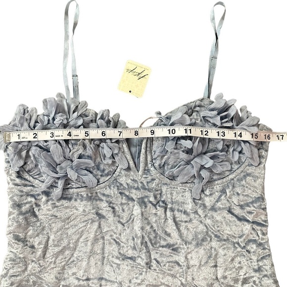 NWT FREE PEOPLE Velvet Mini Dress Light Blue Size 10 - Picture 8 of 16